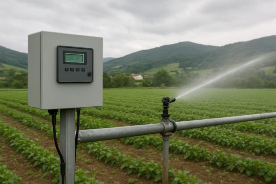 Sistema de riego programado en un campo de lechugas